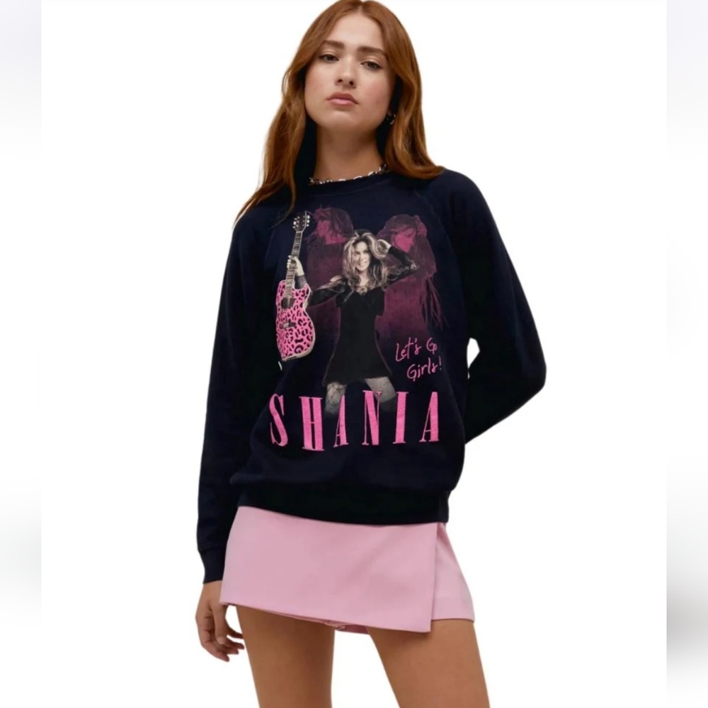 Daydreamer Shania Twain Leopard Guitar Vintahe Sweatshirt - black onyx